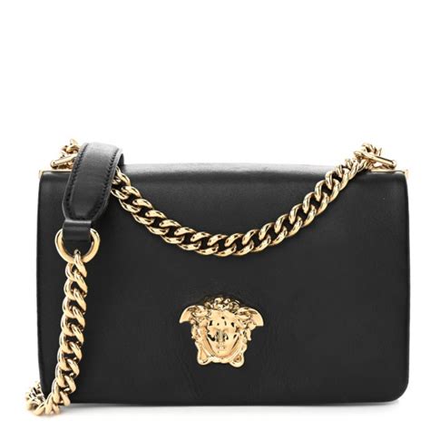 VERSACE Nappa Small Palazzo Sultan Shoulder Bag Black 